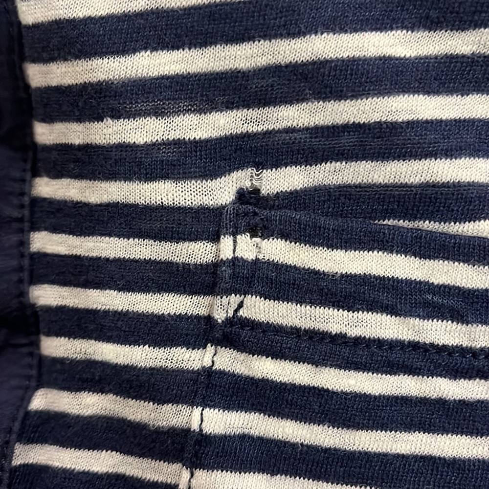 2000’s 7 For All Mankind Jeans Linen Nautical Stripe Henley Shirt - Picture 5 of 5